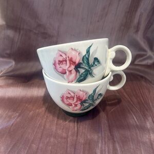 Vintage
Taylor Smith Pink Rose Nautilus Green Tea Cups 2
